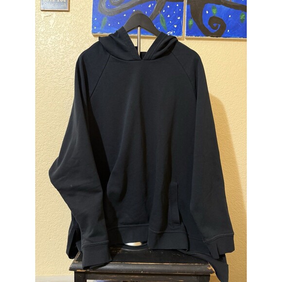 Nike Dri-FIT Hoodie Mens 3X Black High Low Slit Hood Pullover White Swoosh Logo - Picture 1 of 7